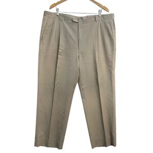 Zanella Mens Silk Wool Blend Pleated Dress Pants Size 42 Tan Made in Italy